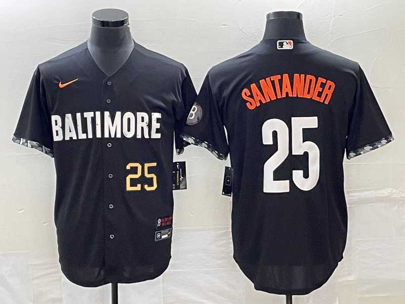 Mens Baltimore Orioles #25 Anthony Santander Number Black 2023 City Connect Cool Base Stitched Jersey